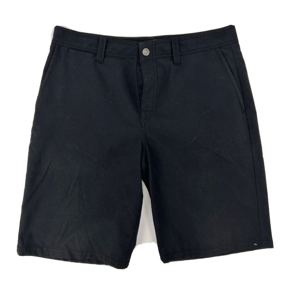Quiksilver Board Shorts Men's 32 Black Amphibians Dry Dock‎ Flat Front 10" Beach